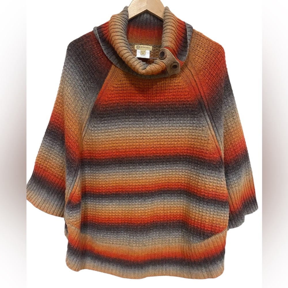 Democracy Sweater Poncho Women’s Cowl Neck Style Women’s Size S/M Stripe